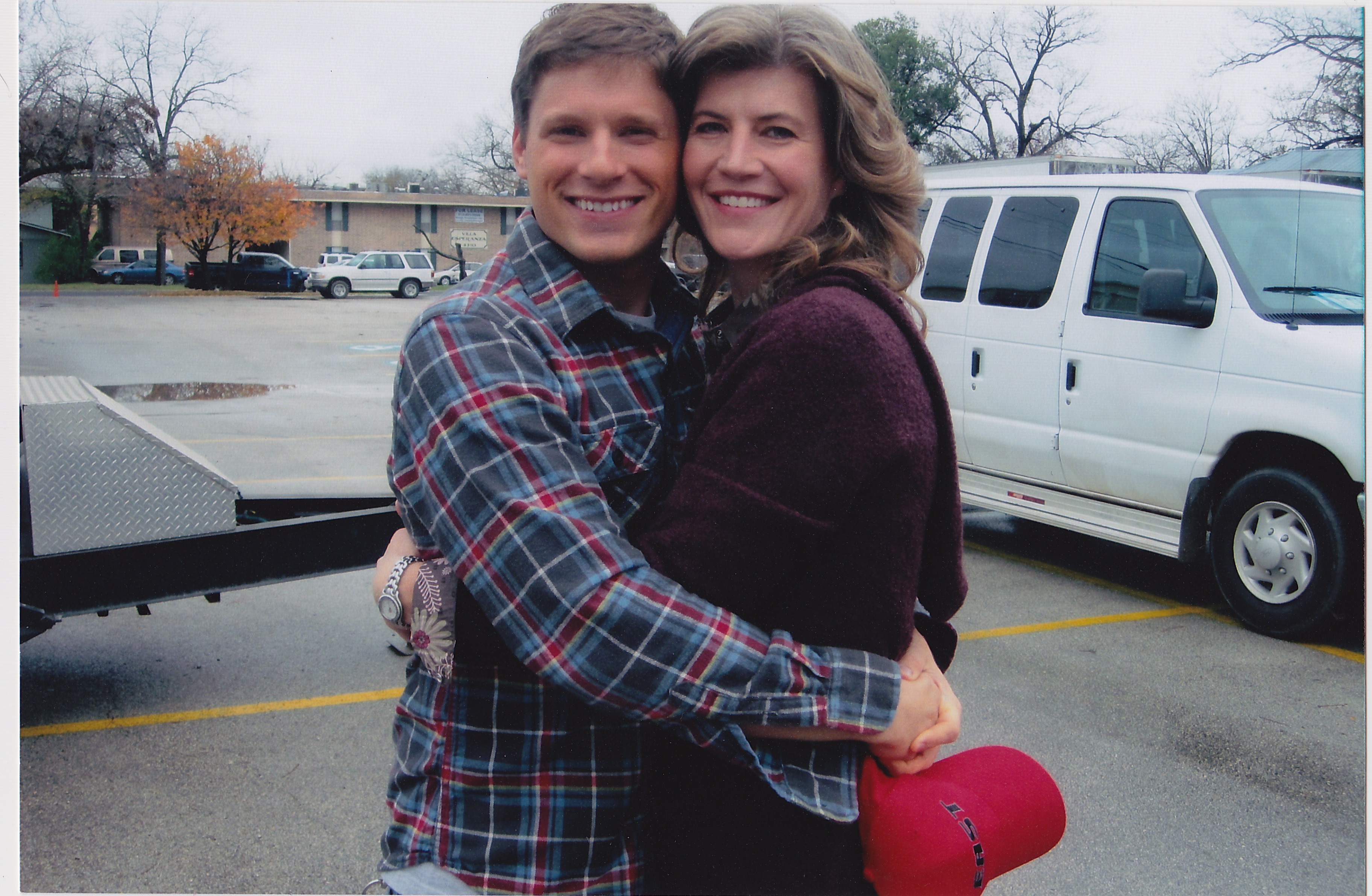 Kathleen (Margaret Cafferty) & Matt Lauria (Luke Cafferty) on the set of Friday Night Lights