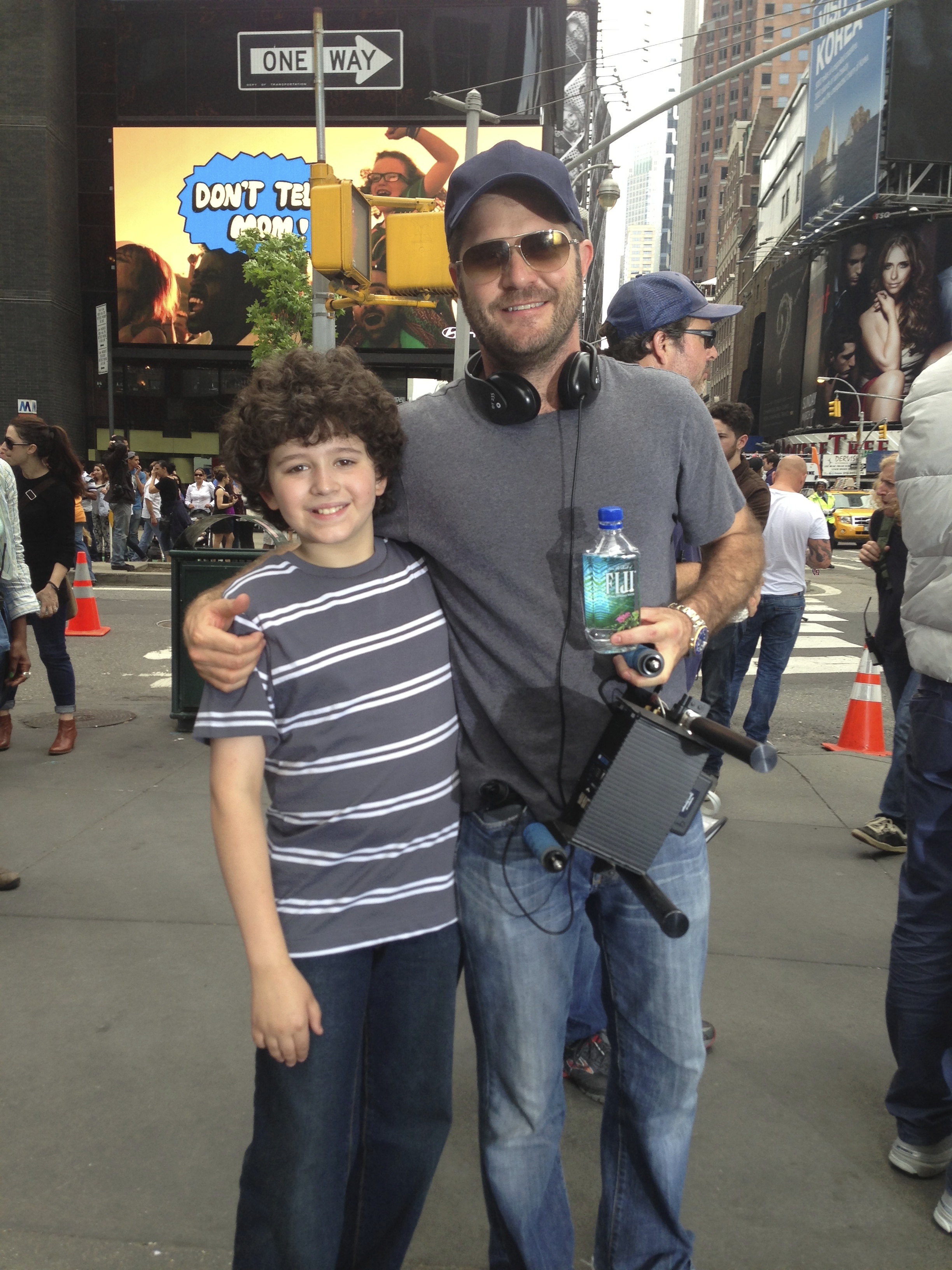 That's a wrap--Joseph with director, Jonathan Liebesman after shooting his scene in Times Square.