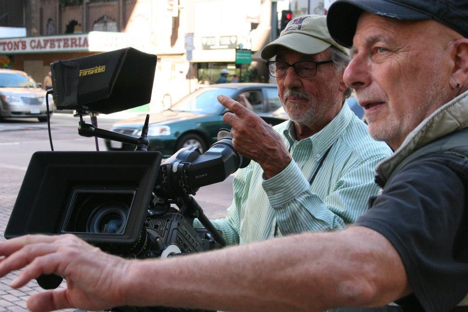 (L-R)Cinemotographer Vilmos Zsigmond and Frederic Goodich on the set of Kickstart theft