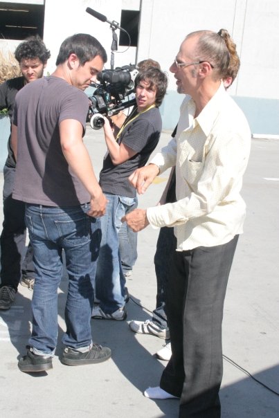 David Carpender movie project. Actor Frankie Ray goes over a scene with David Carpender.
