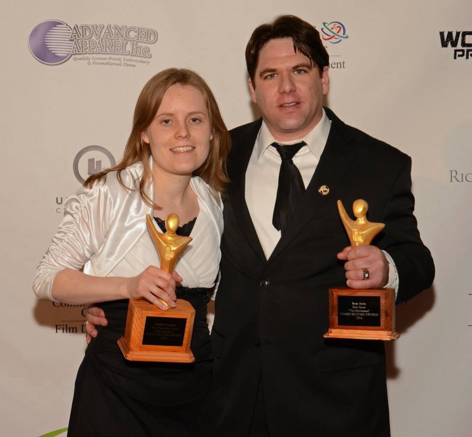 Actor and Producer Joseph James with his wife at an awards show.