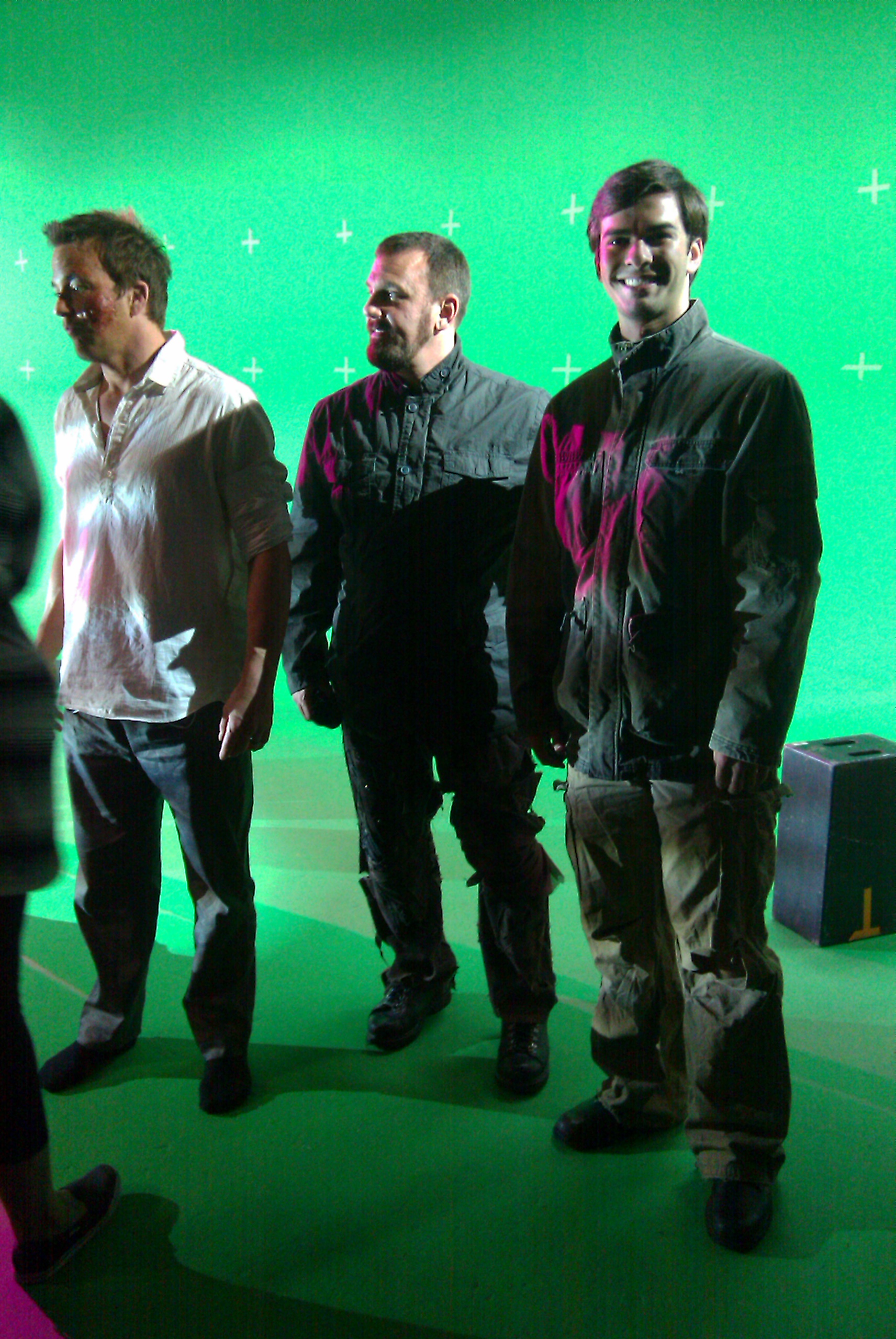 Sean Patrick Flanery, Ward Edmondson, and Kerrington Fier on the set of San Francisco, 2177