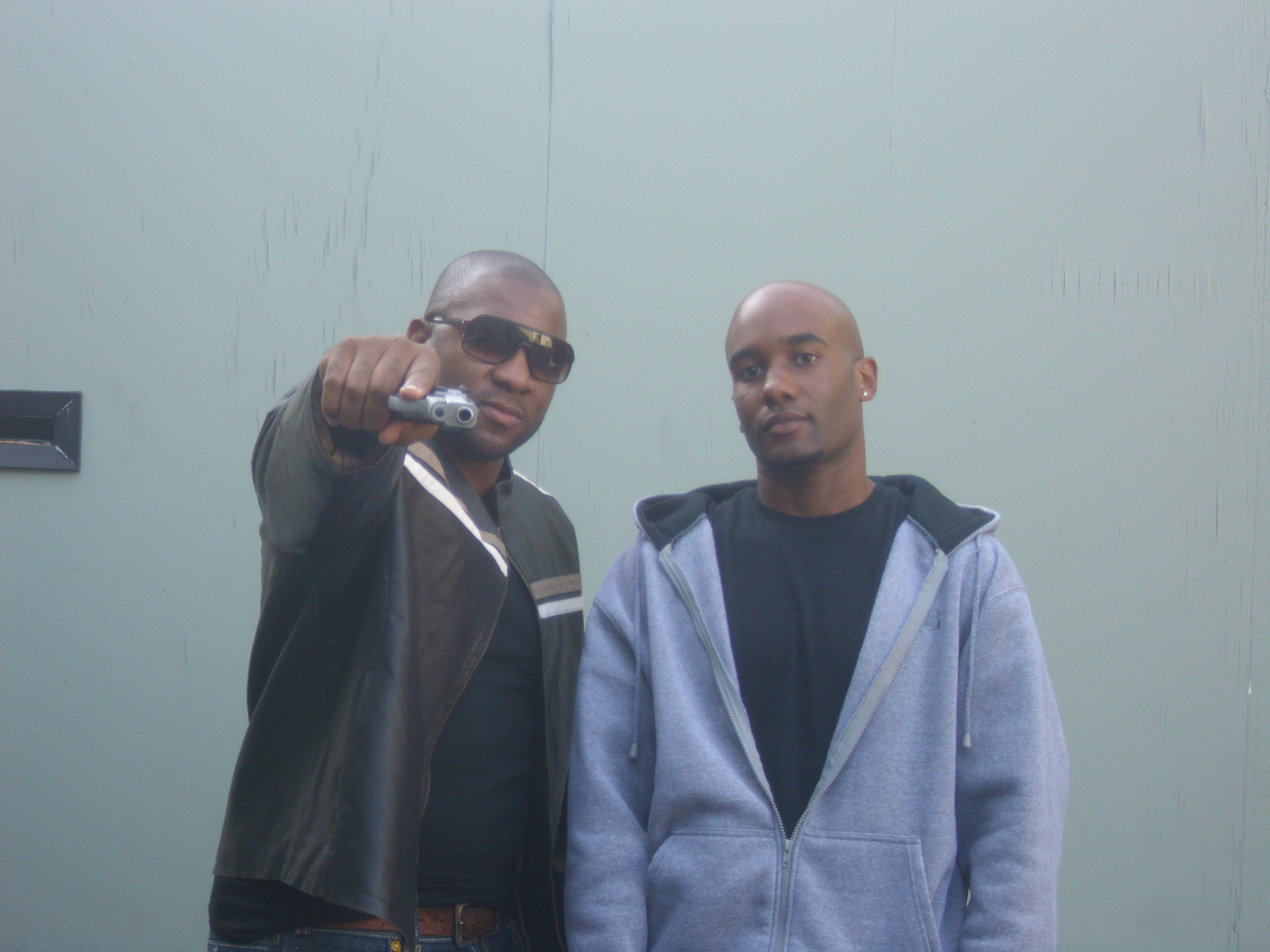 Durant Fowler and James Ball on the set of Business Never Personal