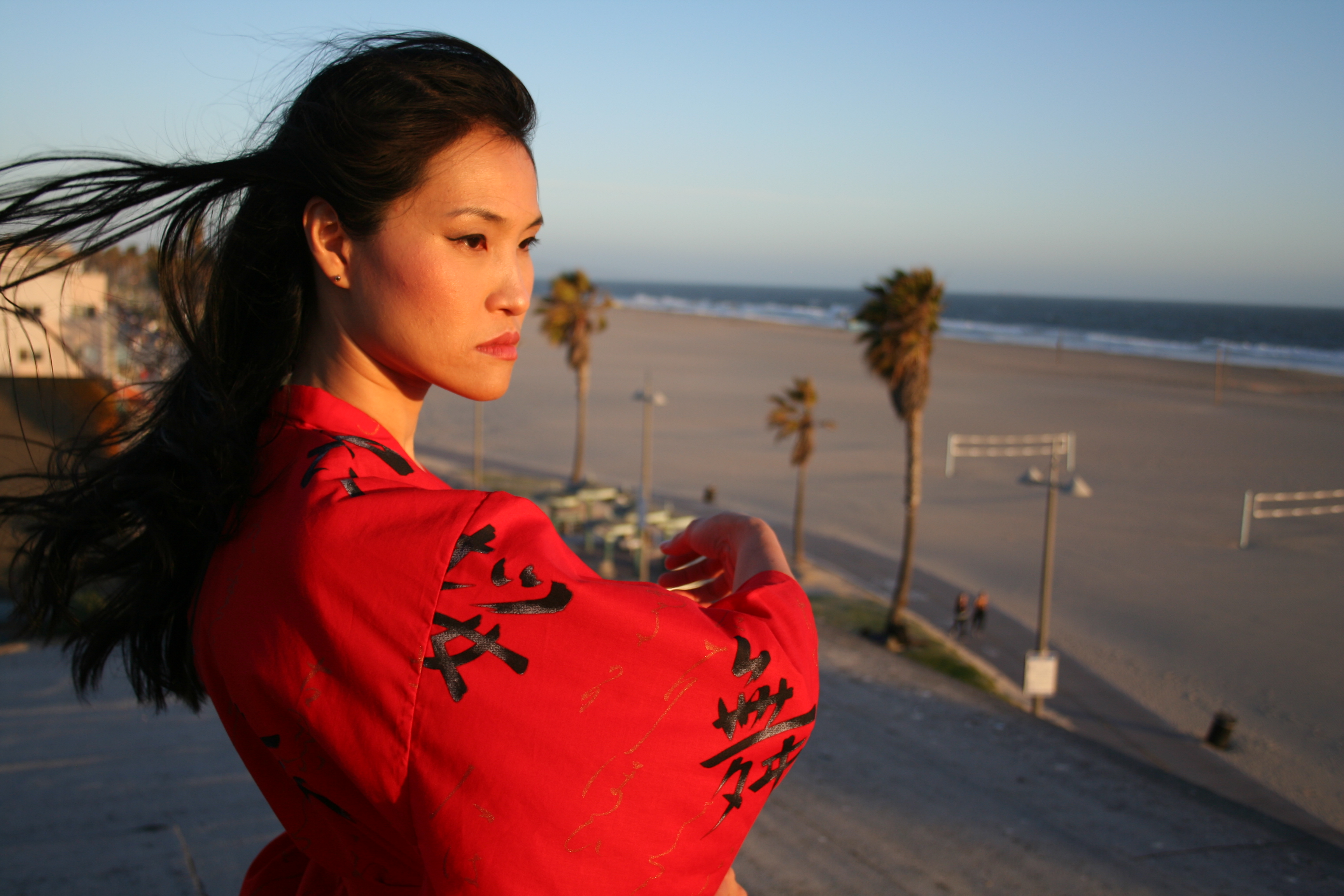 Hollywood Sunset on Venice Beach Protagonist High Priestess Actress Lai Peng Chan for Engraved TV series Venice Beach LA