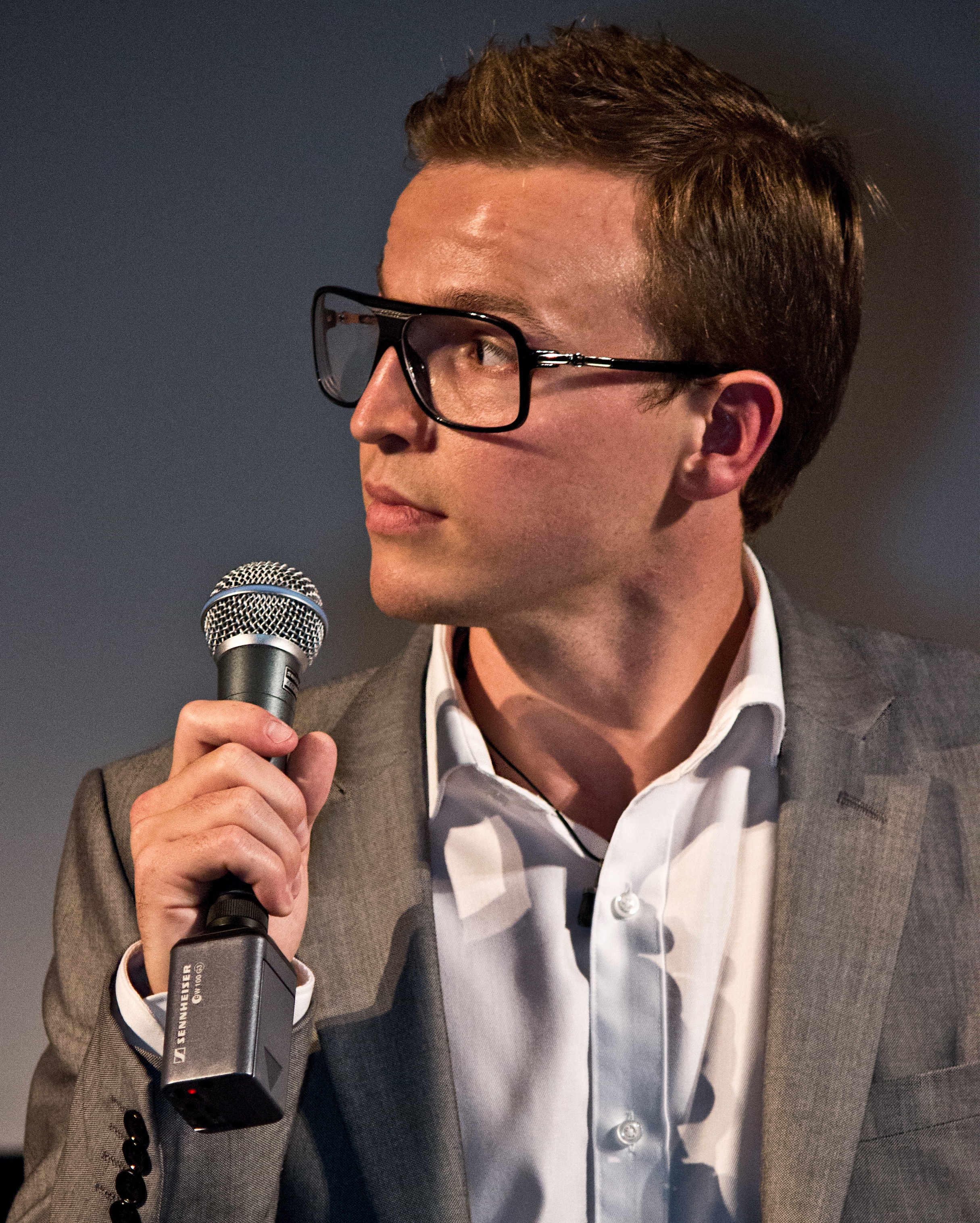 Kyle McCachen on a panel subsequent to his film premiere (2015).