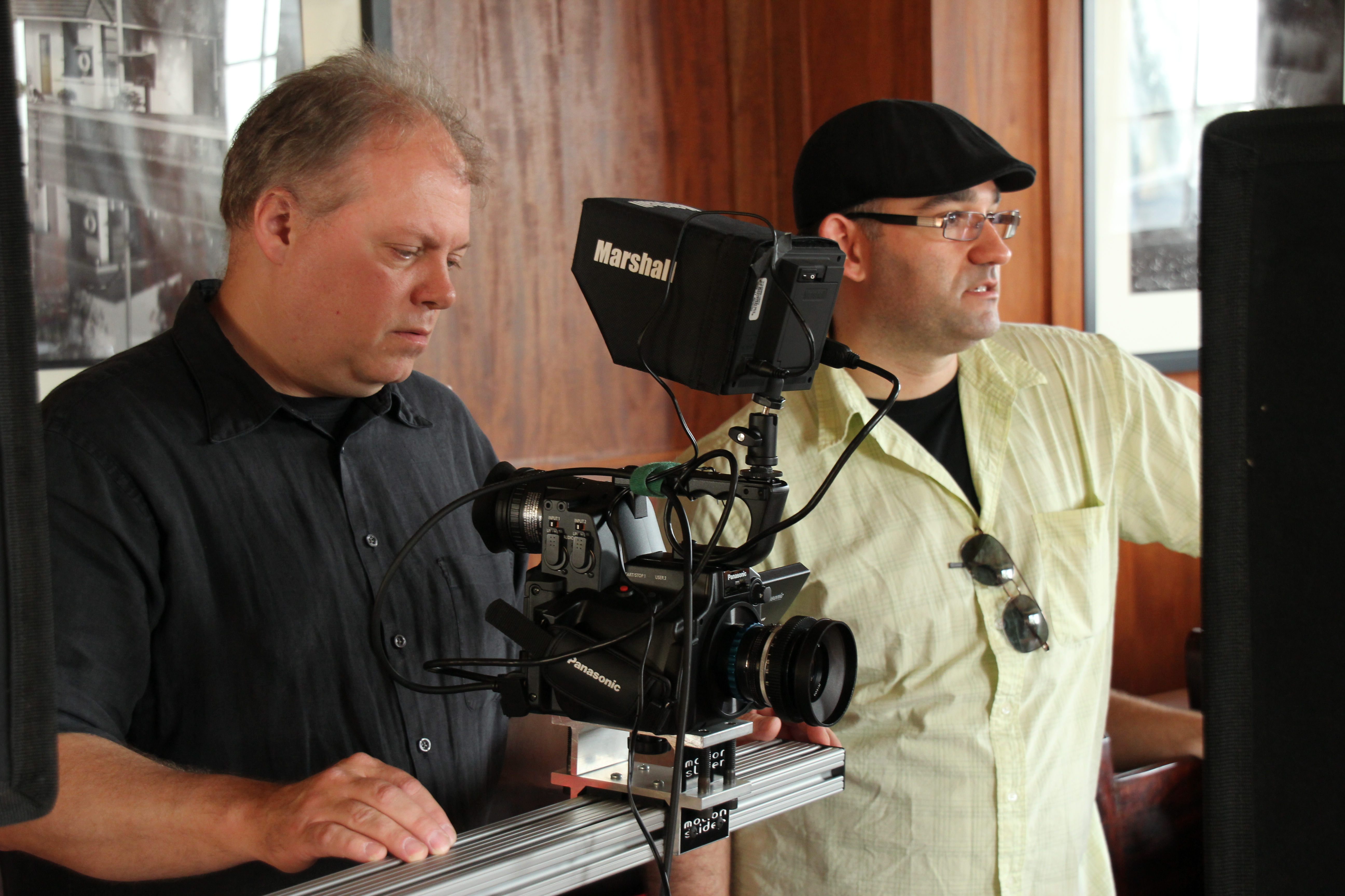 Josh directing with DP, Bart Durkin sets up a shot.