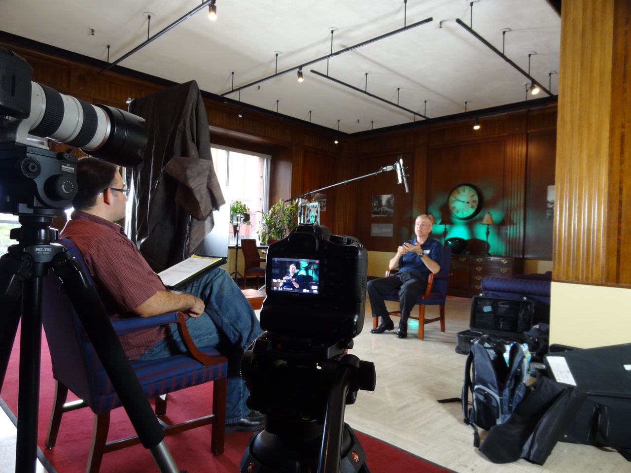 Producing/Interviewing on site at Kodak in George Eastman's office building.