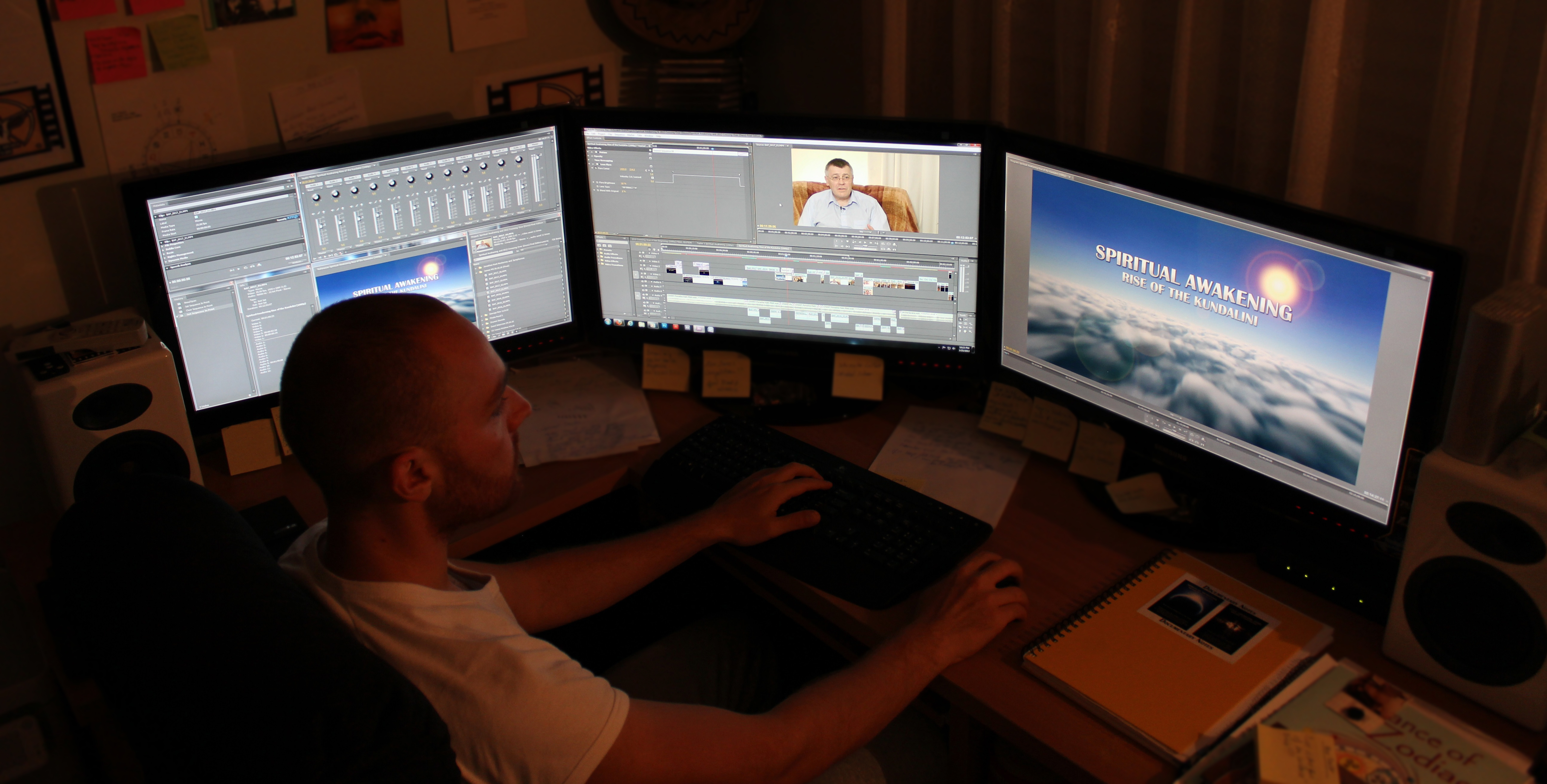 Amel Tresnjic editing his highly anticipated upcoming documentary feature 'Spiritual Awakening: Rise of the Kundalini'