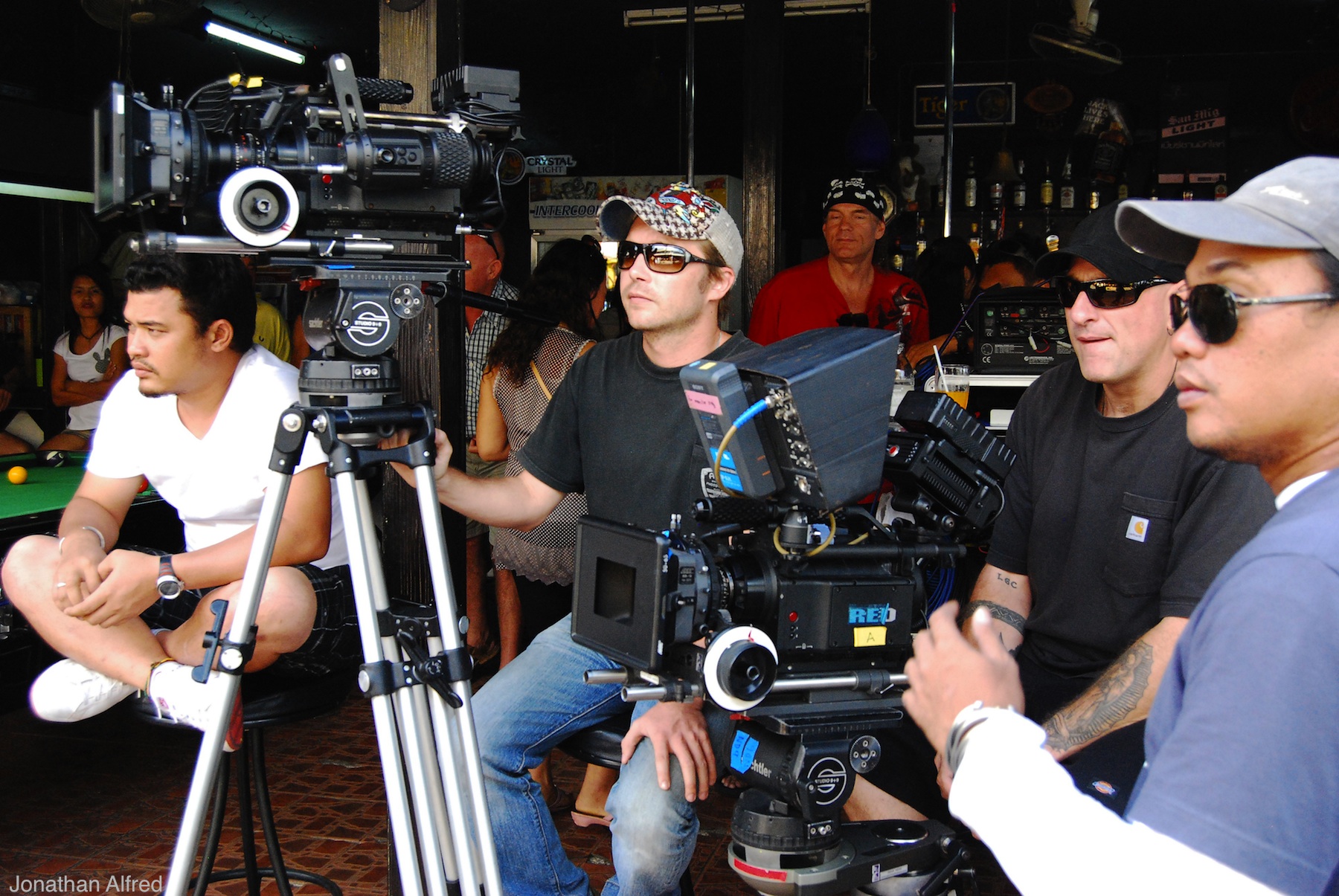 On location in Thailand for GloryDays with the camera crew and DP.