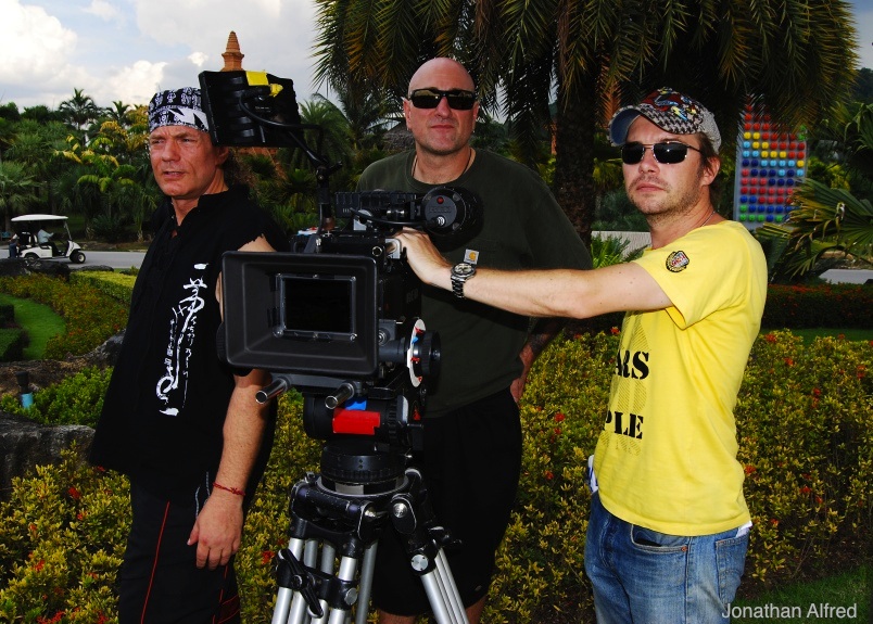 Roy with cinematographers Jason Santelli and Wade Muller.