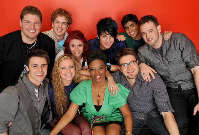 Still of Adam Lambert, Matt Giraud, Lil Rounds, Kris Allen, Anoop Desai, Allison Iraheta, Danny Gokey, Megan Joy, Michael Sarver and Scott MacIntyre in American Idol: The Search for a Superstar (2002)