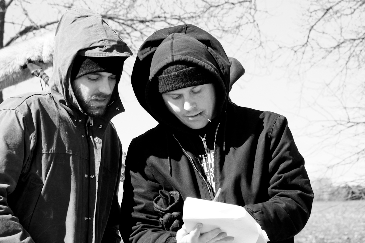 Director of Photography Travis Auclair and Co-Director John Pata plan a shot on the set of Dead Weight.