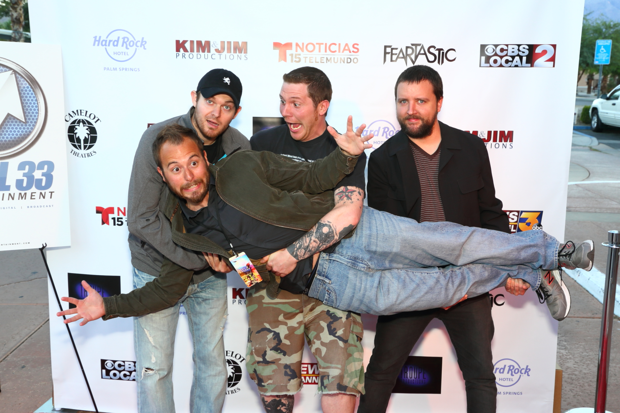 Eric England, Bradley Scott Sullivan, John Pata, and Adrián García Bogliano on the red carpet at Feartastic Film Festival in Palm Springs, CA.