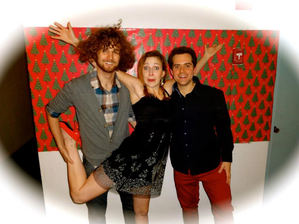 Kinsey Diment with David Horn and Zach Pizza at the annual Christmas Punch Party, LA