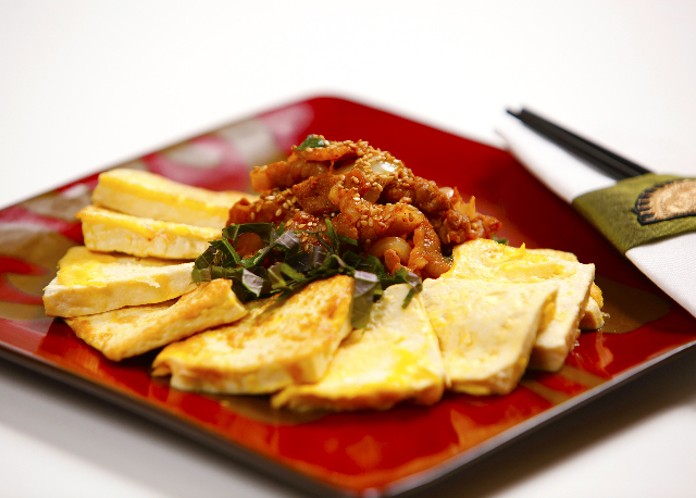 Jaeyook Bokkeum with Pan Fried Tofu