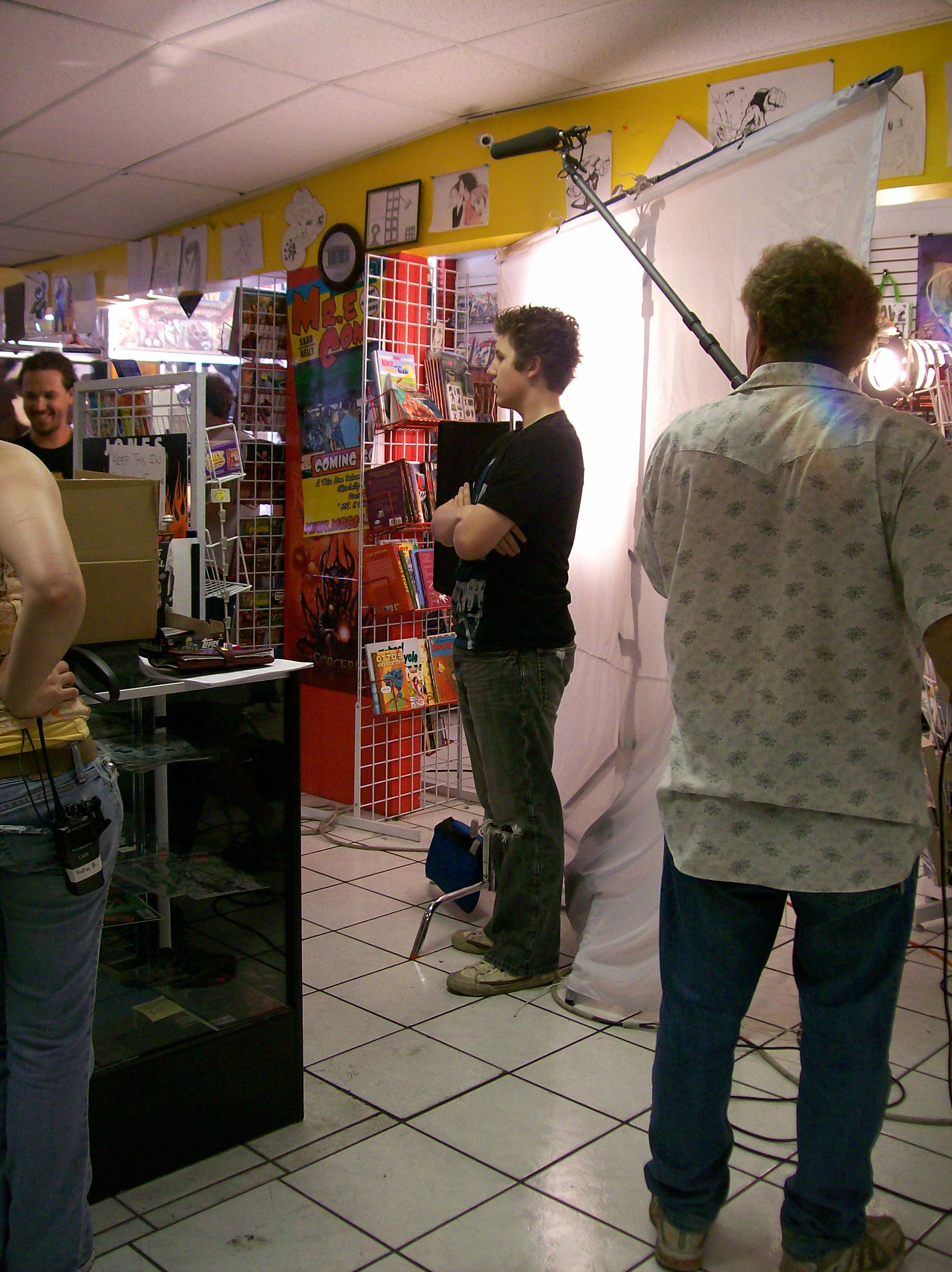 Mr. E Comics filming.