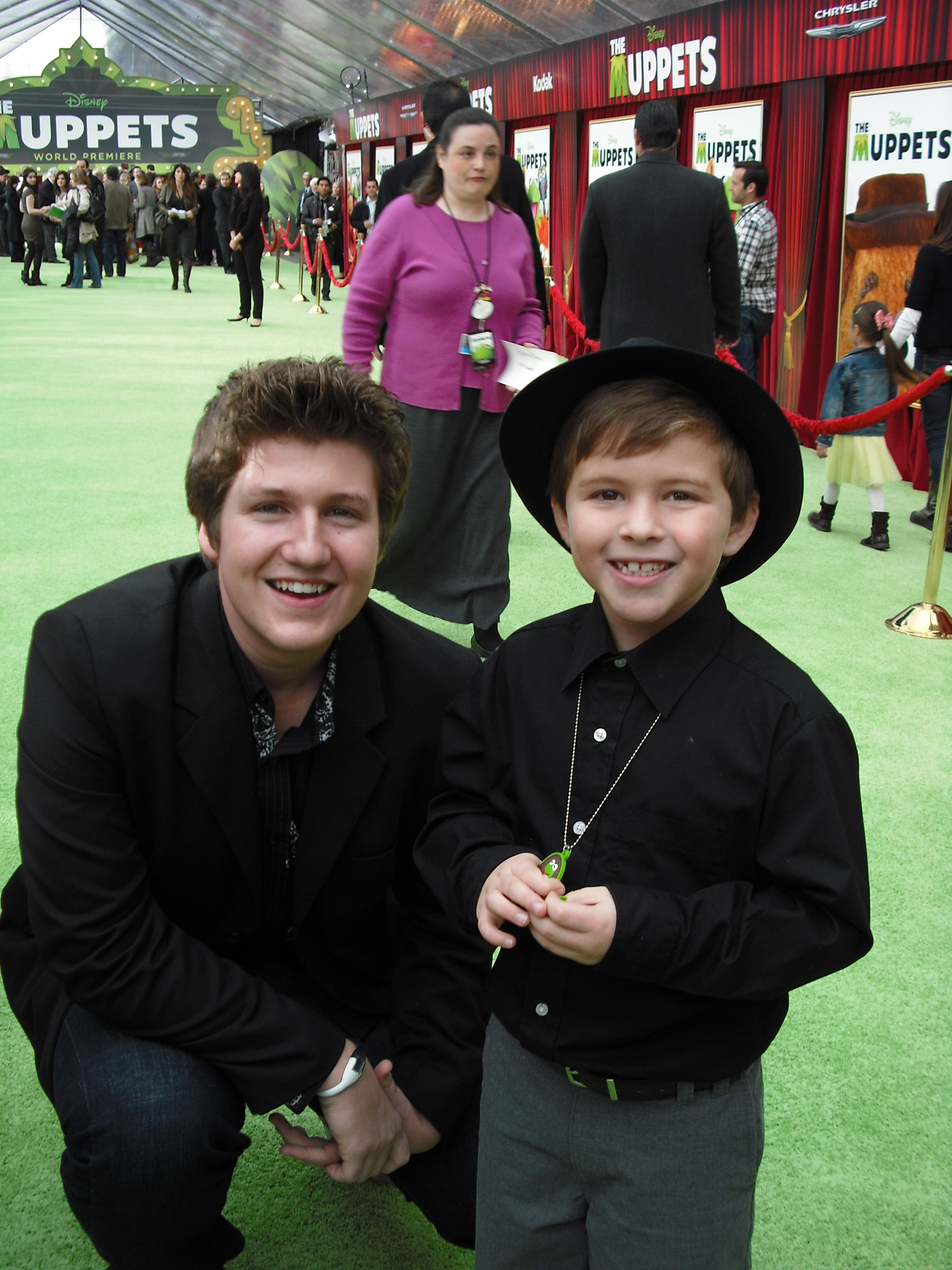 David with Gunner Smith on the Green Carpet of The Muppets Premiere.