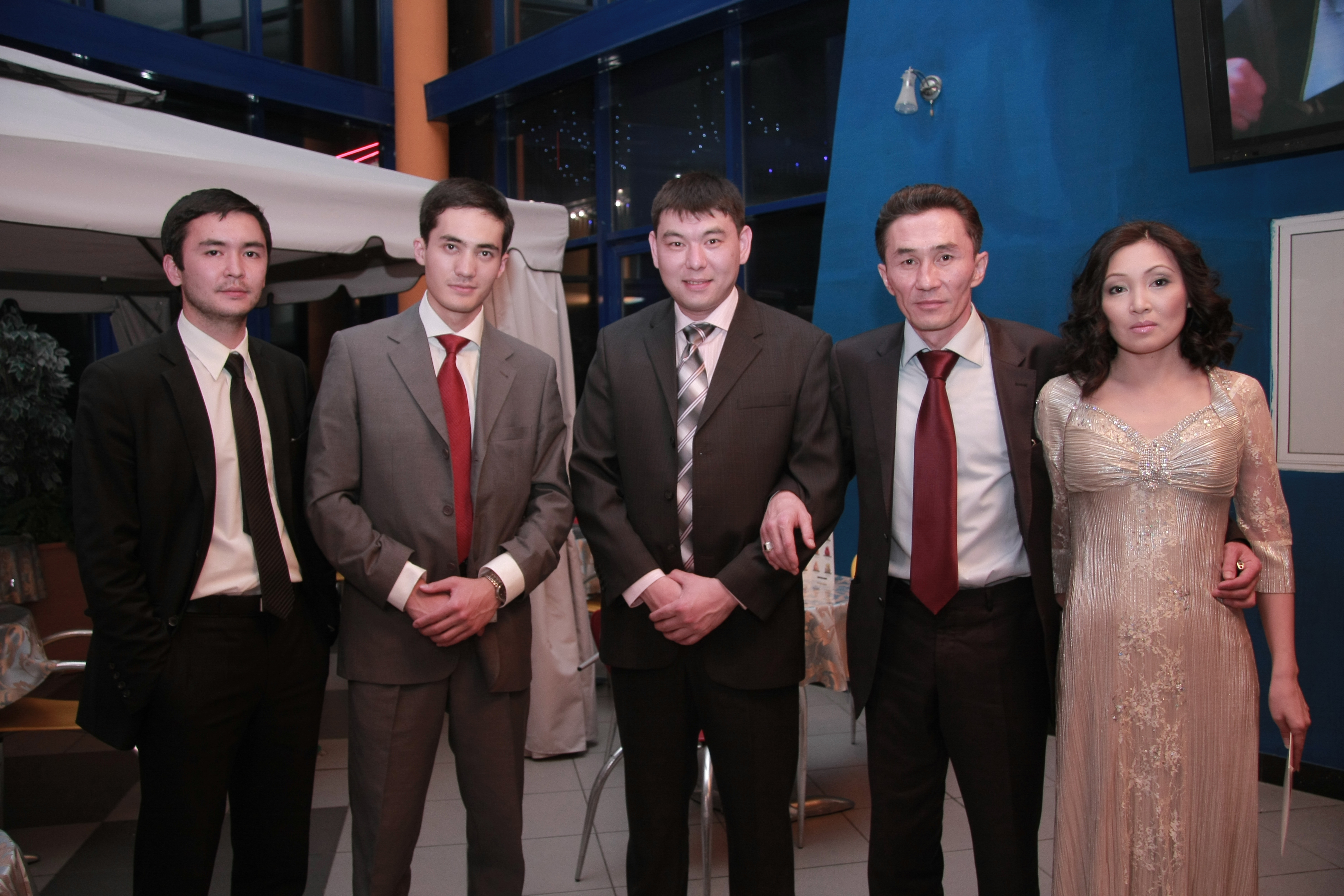 Marina Kunarova and Yernar Malikov (on the right side) on a release of the film Reverse Side, 2009, Astana, Kazakhstan