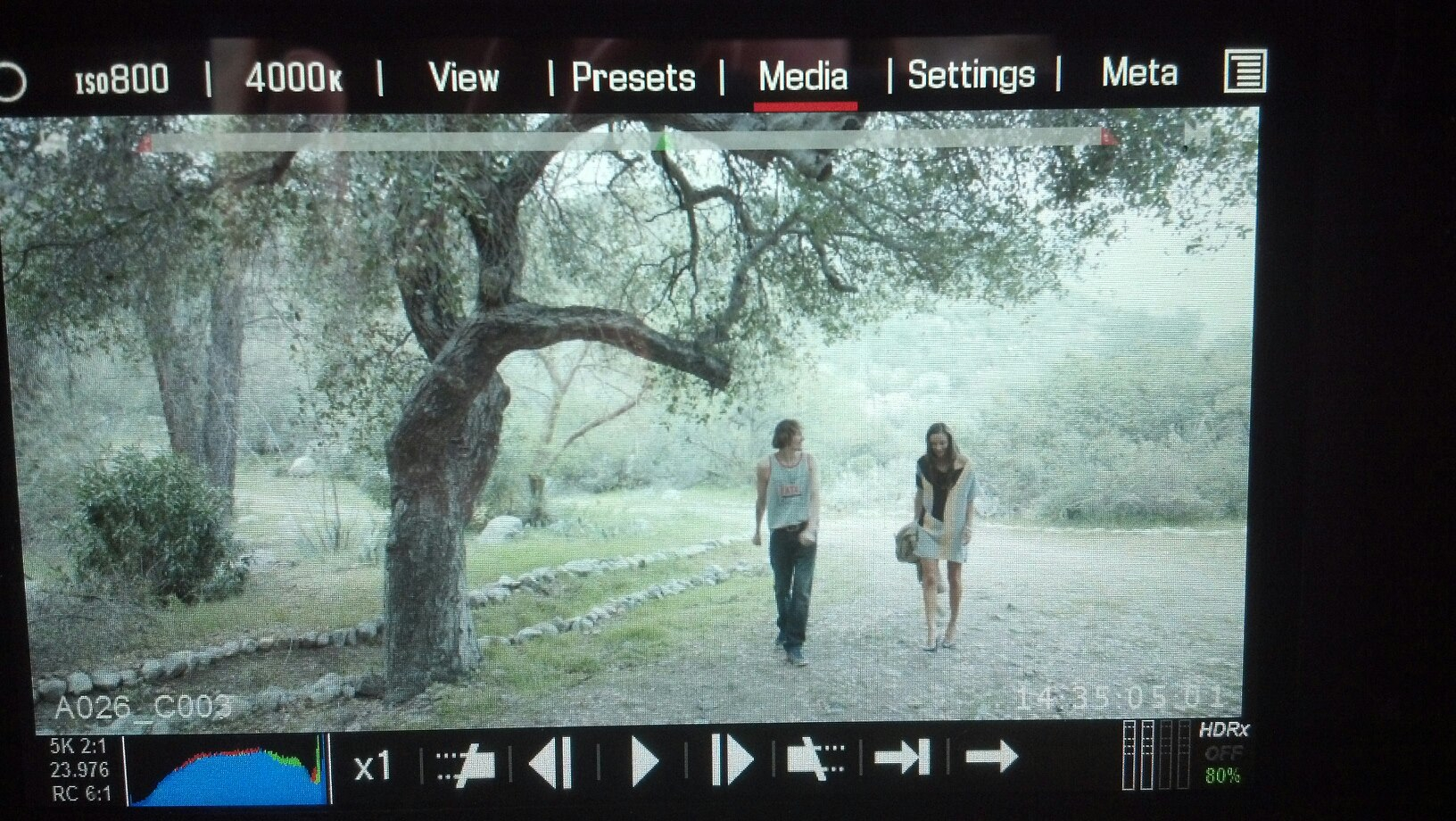 Tamzin Brown and Jesse Woodrow on location shooting in Tableau Vivant.
