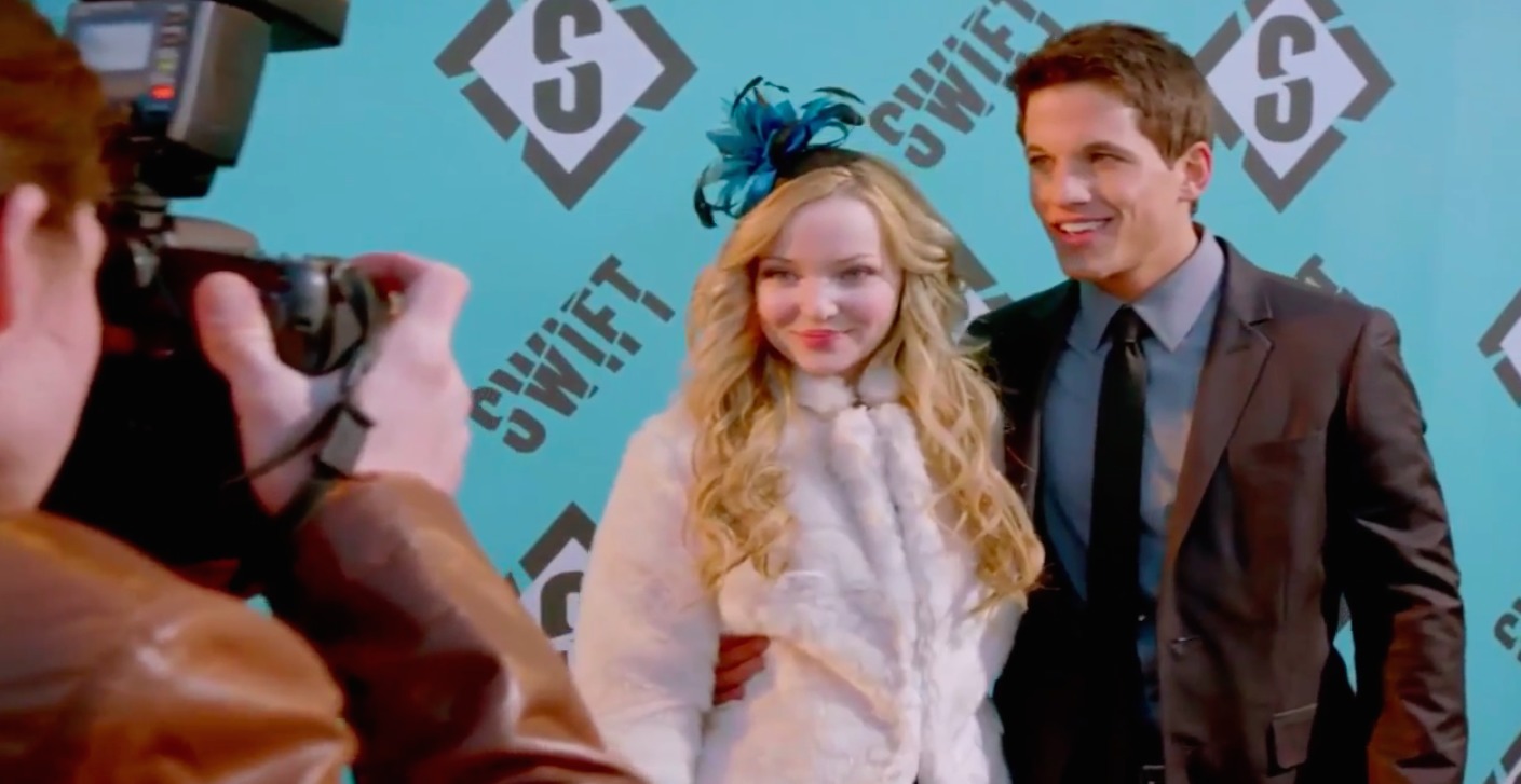 Still of Mike C. Manning and Dove Cameron on set of Disney Channel's 