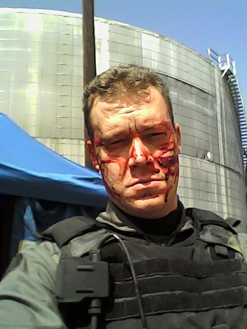 Long day of stunts, gotta love the sun baked blood!!!
