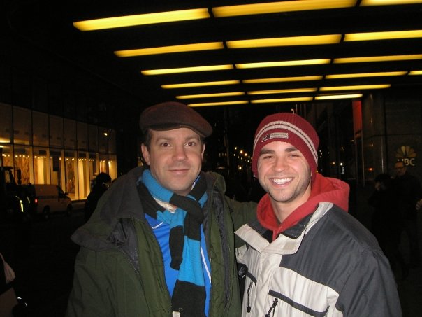 Shane Brady with Jason Sudeikis after a live taping of SATURDAY NIGHT LIVE.
