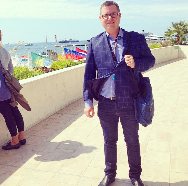 Between meetings at the 67th Festival De Cannes film market.