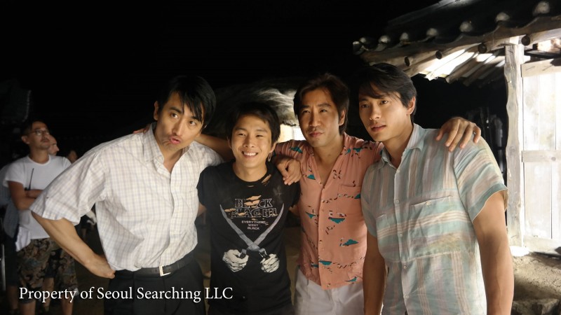 In- Pyo Cha, Justin Chon, Esteban Ahn and Teo Yoo on set of Seoul Searching