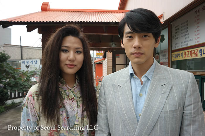 Teo Yoo and Roselina Leigh on set of Seoul Searching