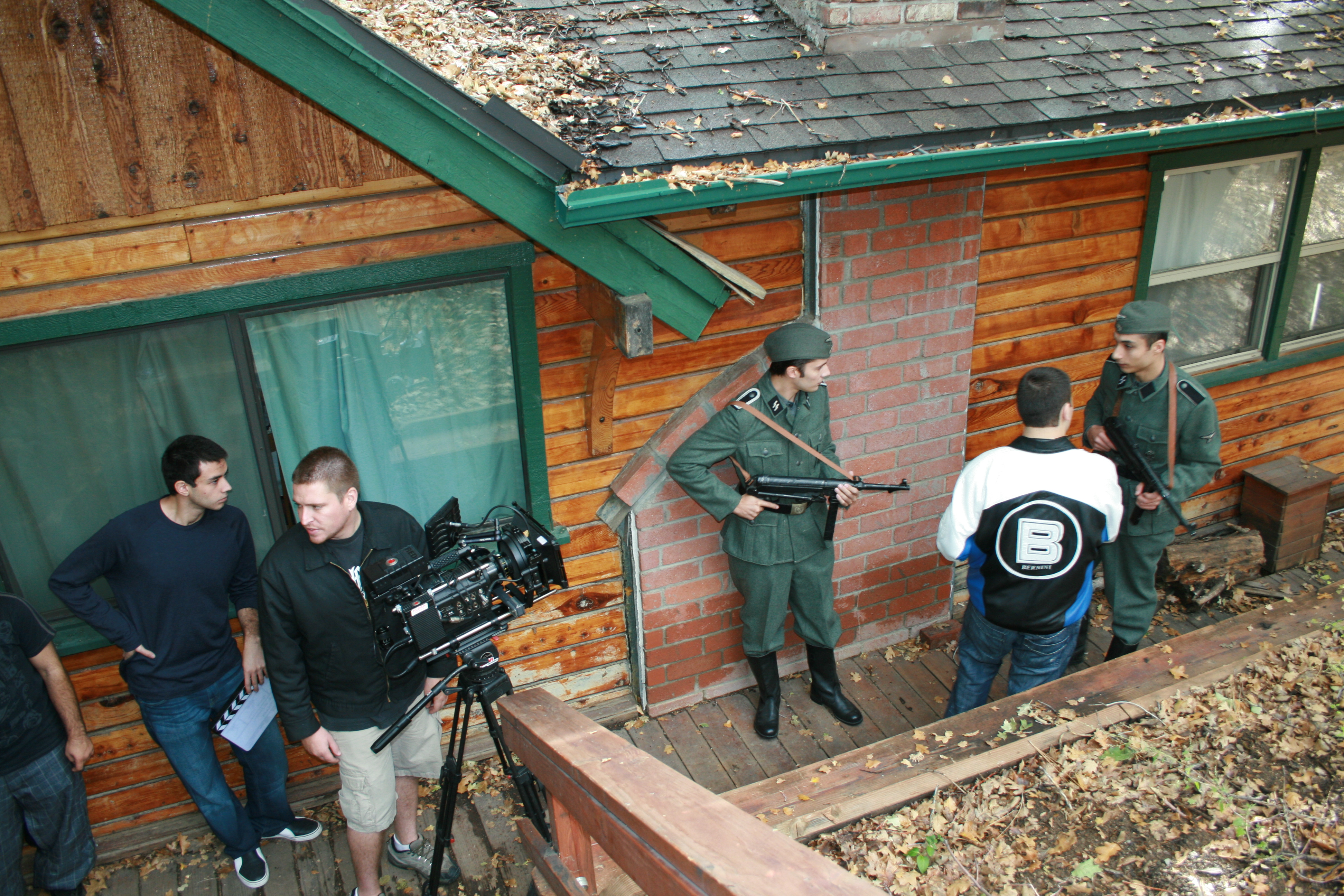 Aloyan directing two Nazi soldiers on set of UNTERMENSCH (2010), with DP Nate Tieman behind camera.