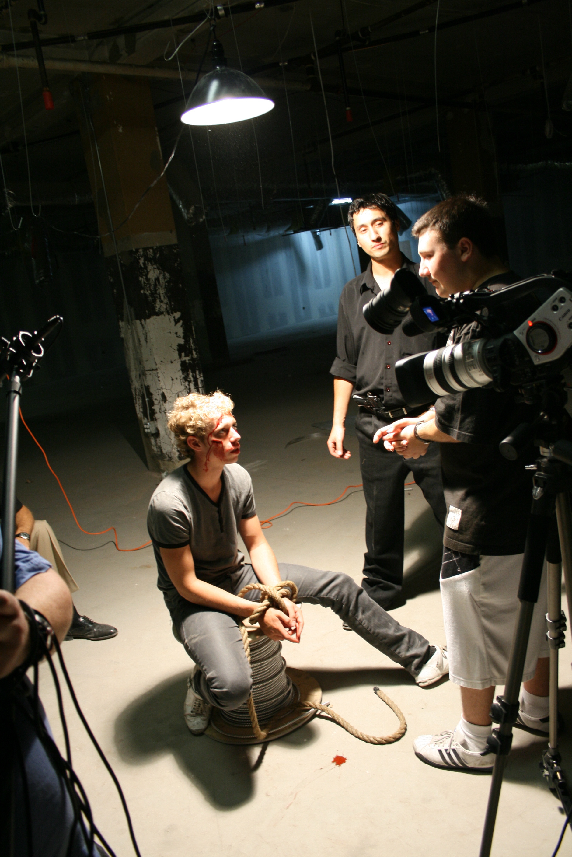 On set of Dark Eyes(2010). From left to right: Fabien Soudiere, Dragos Berg and Michael Aloyan.