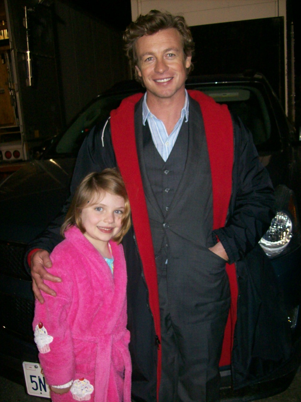 Madison with Simon Baker on set for the Mentalist.