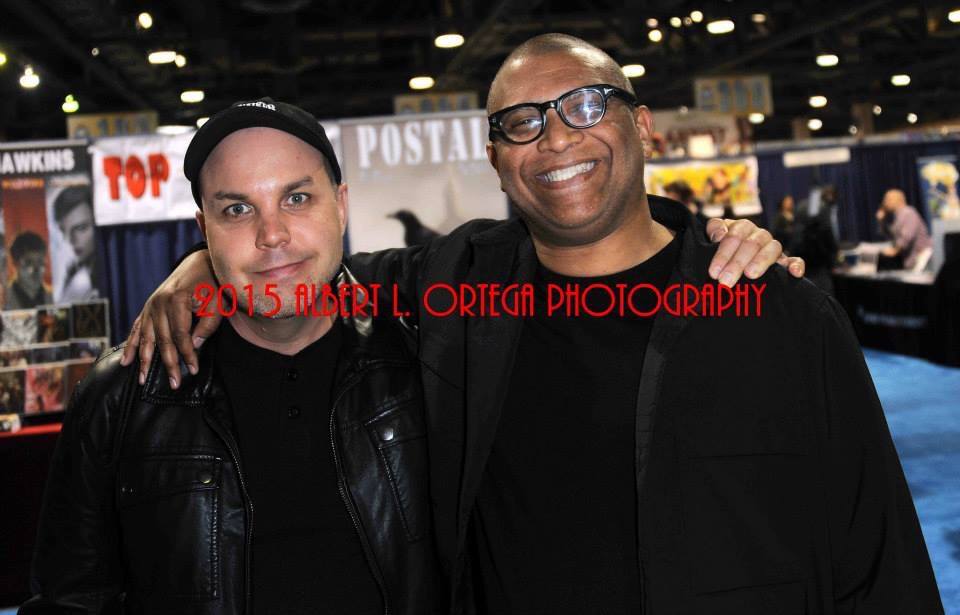 Neo Edmund with director Reggie Hudlin after the presention of the Dwayne McDuffie Award at Long Beach Comic Expo!