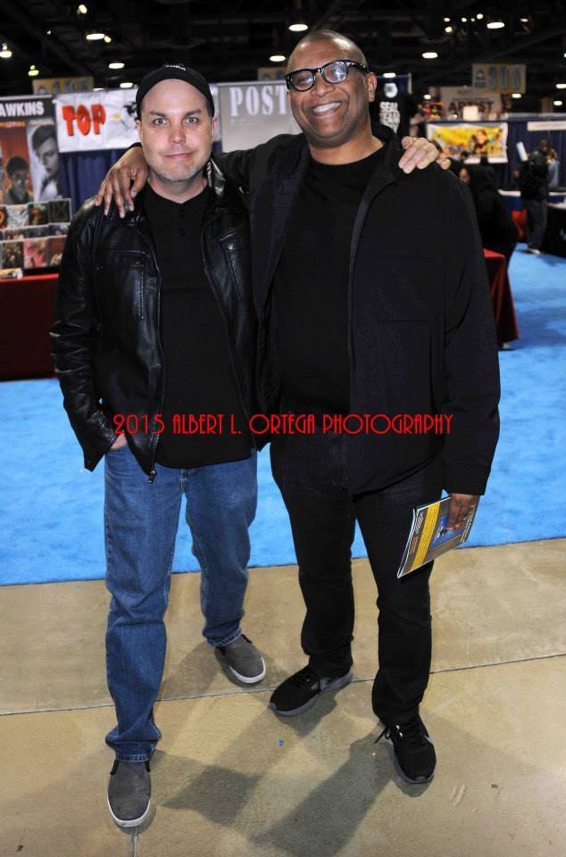 Neo Edmund with director Reggie Hudlin after the presention of the Dwayne McDuffie award at Long Beach Comic Expo!