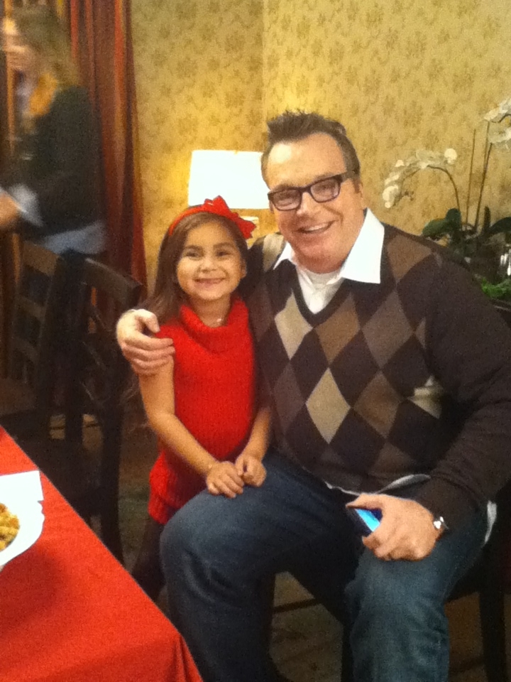 Carmina Garay and Tom Arnold on the set of Funny or Die's Black Friday Thanksgiving