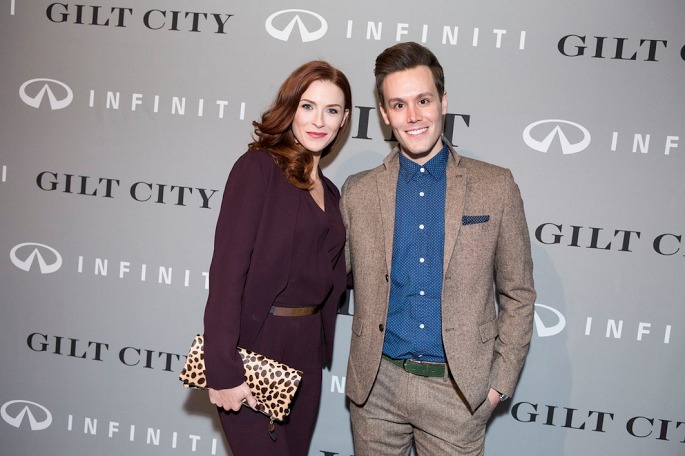 Television personality Matthew Hoffman arrives with actress Bridget Regan to Gilt City in Los Angeles, CA