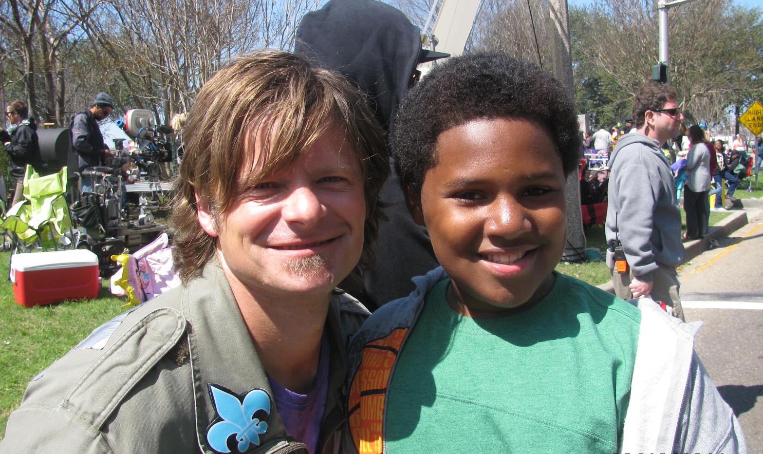 Sean-Michael on set of TREME with Steve Zhan