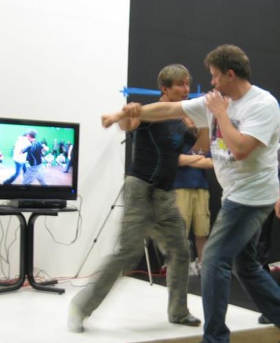 Me (on the right) working on a fight choreography drill with action Australian superstar, Richard Norton.