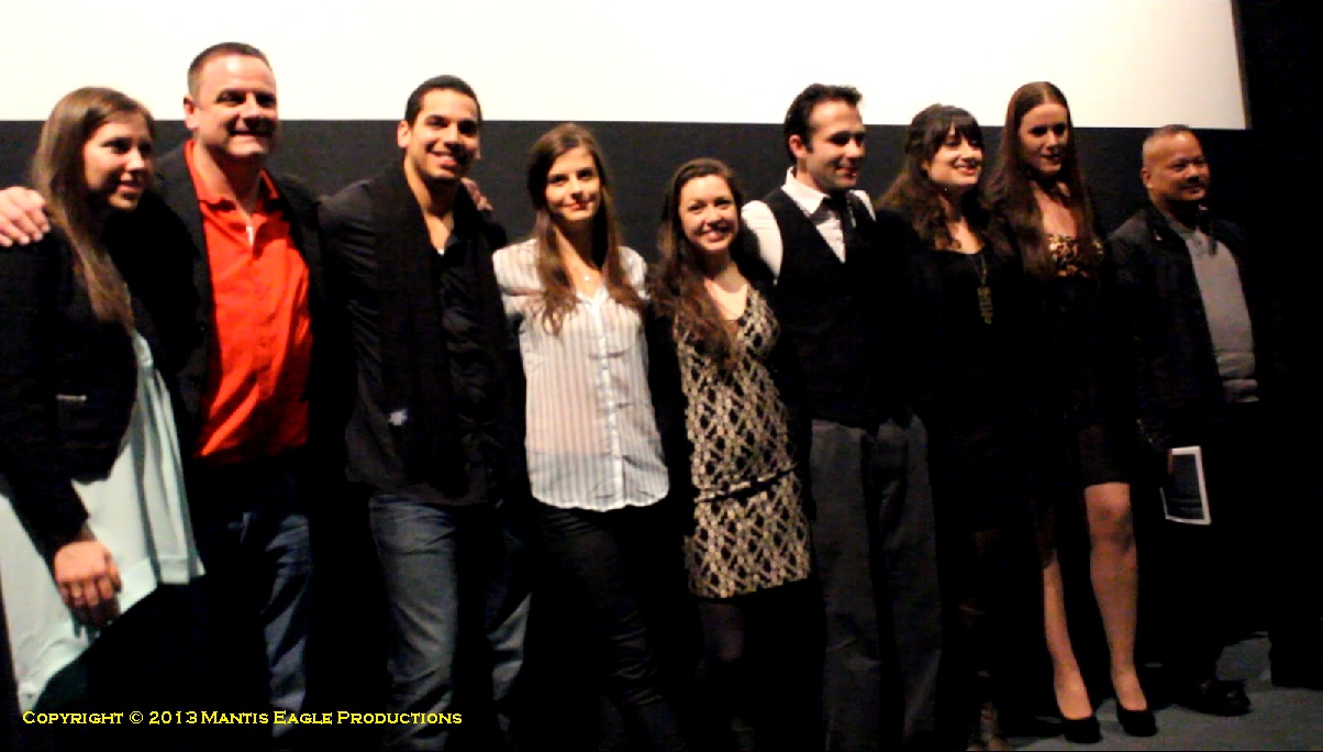 Cast of No One Lives Forever after the screening at The Anthology Film Archives, NYC. From left: Anna Landreth, Warren Bub, Roman Limonta, Brooke Mullen, Marisa Brau, Patrick Shane, Rebekah Tadros, Jenna Conroy and director Joseph Villapaz.