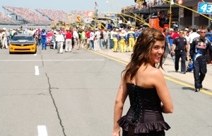 Amy Rivard in Pit Lane at Michigan International Speedway after she sang the anthems for NASCAR.