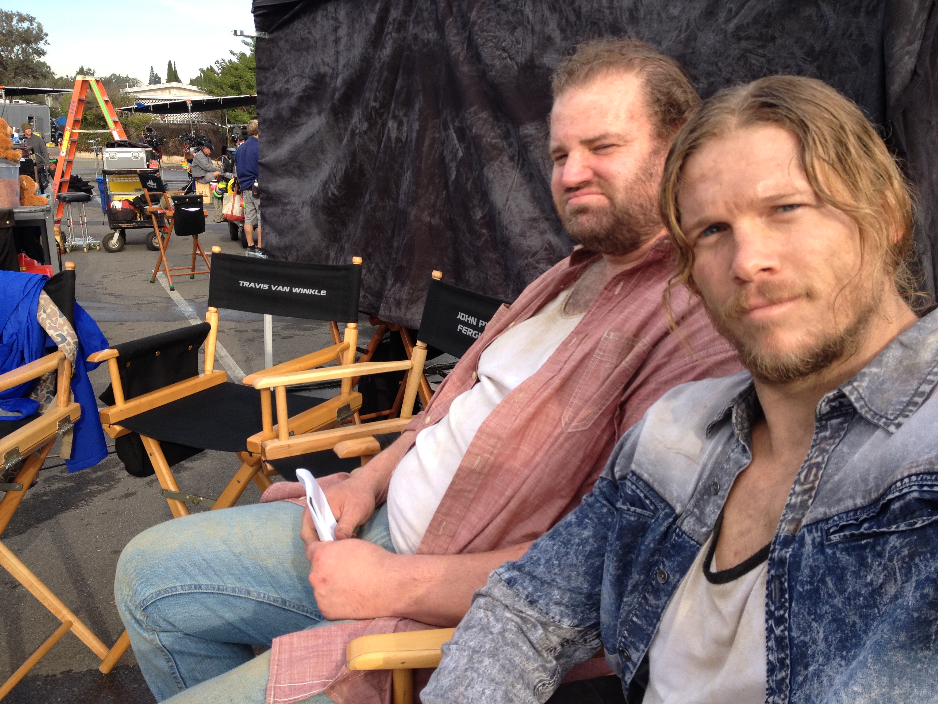 Scotty Dickert and Heath McGough on the set of TNT's The Last Ship