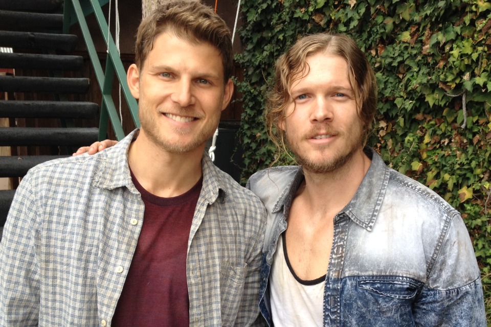 Scotty Dickert and Travis Van Winkle on the set of TNT's The Last Ship