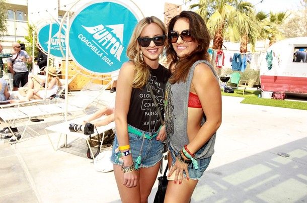 PALM SPRINGS, CA - APRIL 14: Actresses from ABC Family's Beverly Hills Nannies Shayla Quinn and Amber Valdez attend the Burton Snowboards Coachella pool party and BBQ at Ace Hotel on April 14, 2012 in Palm Springs, California.