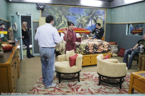 HOH room of BIG Brother 9. Amber Valdez, CBS Mobile was one of the hosts given first shot at playing the game in the new house with members of the press before the season 9 cast.