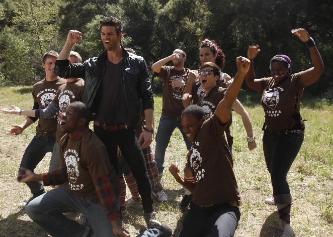 Still of Garikayi Mutambirwa, Chris Salvatore, Rob Westin and Aaron Milo in Eating Out: Drama Camp (2011)