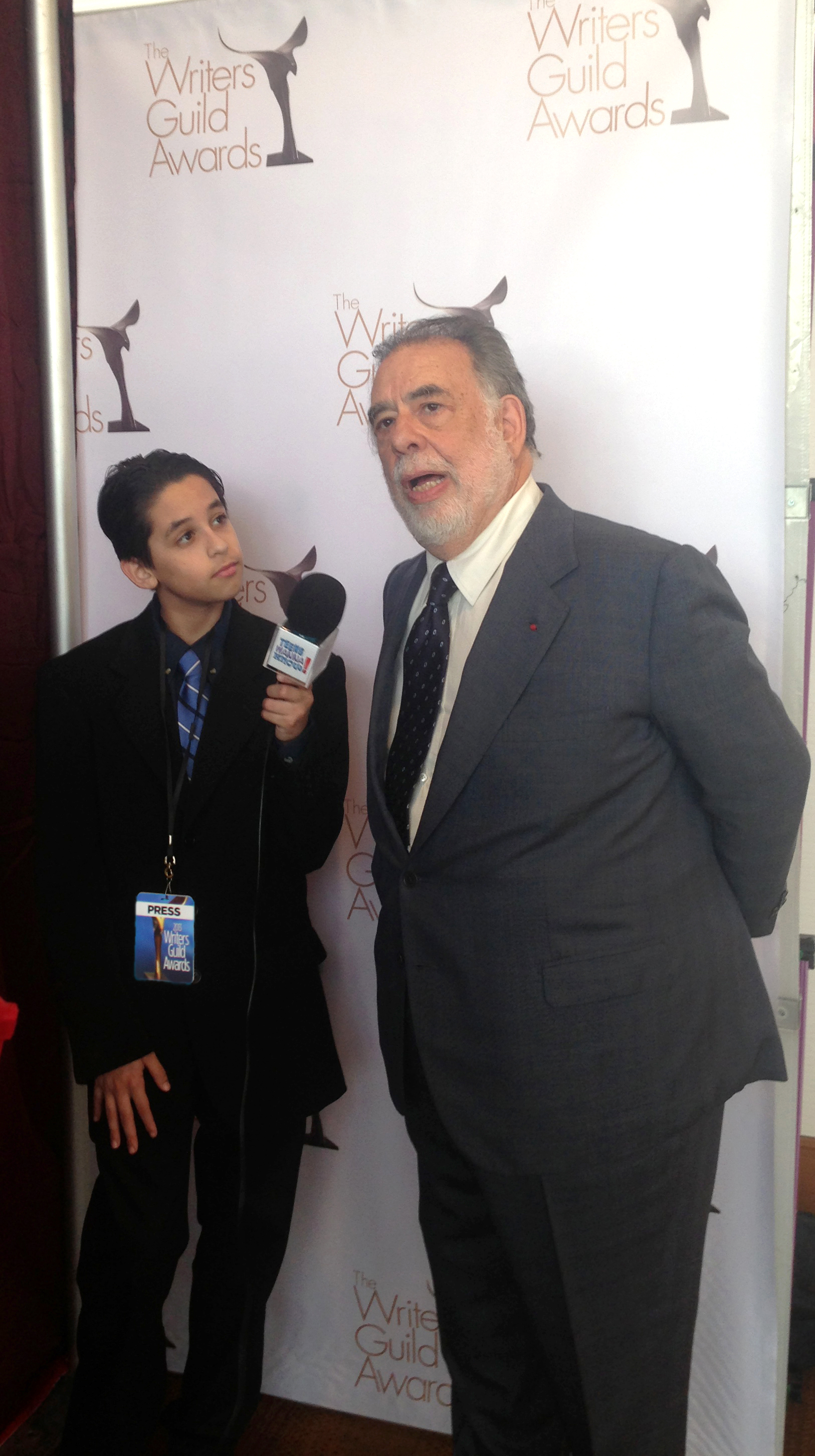 With Francis Ford Coppola at the Writers Guild Awards interviewing for Teens Wanna Know!