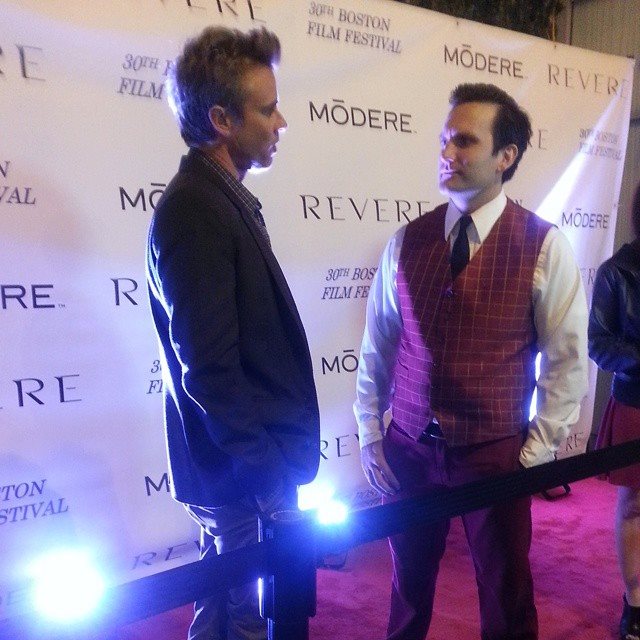 Boston Film Festival's red carpet host Jesse Christensen interviews Sam Trammell of 