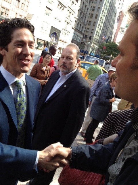 Meeting pastor Joel Osteen in NYC at event.