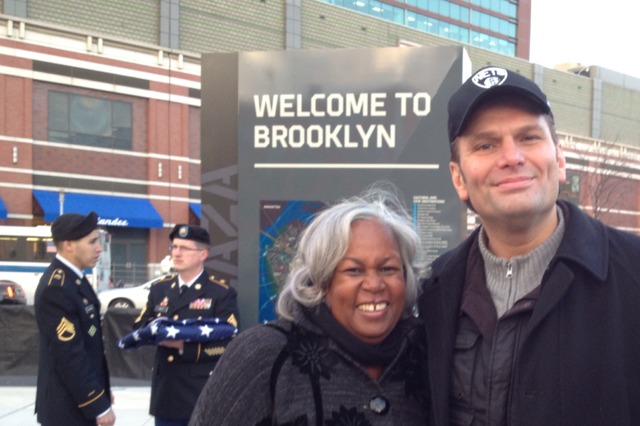 With Shannon Robinson,(Jackie's sister) as guest at ceremony at Barclay's Center.