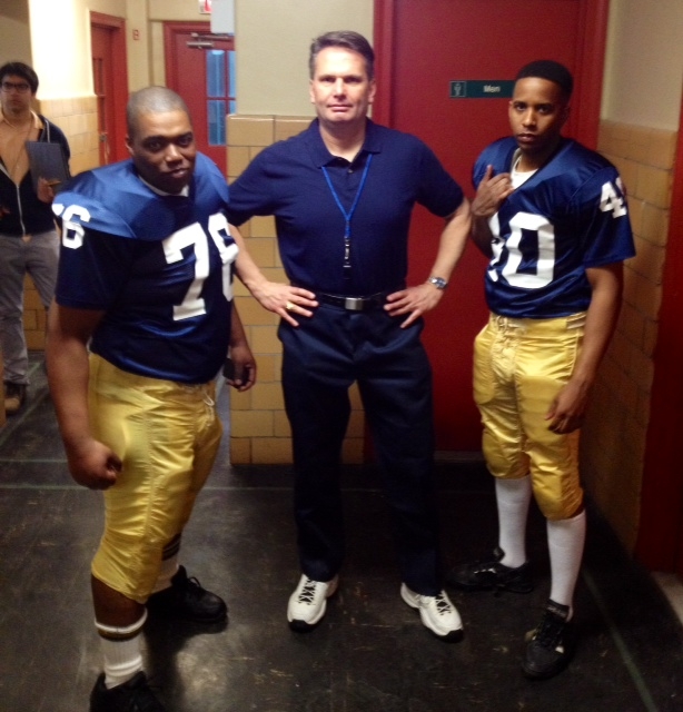 Off set pic as tough college football coach, principal on ESPN commercial. Awesome!!!!